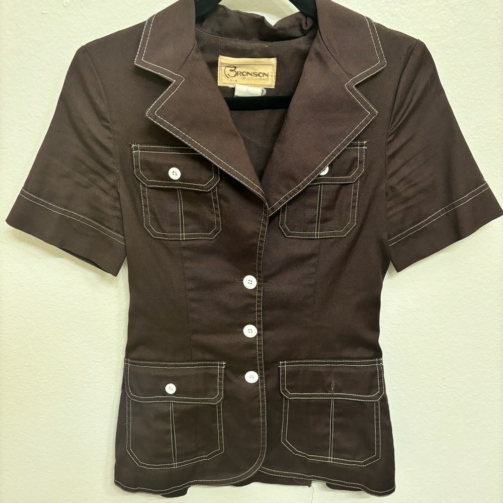 Vintage 60s 70s Button Up Waist Coat Top